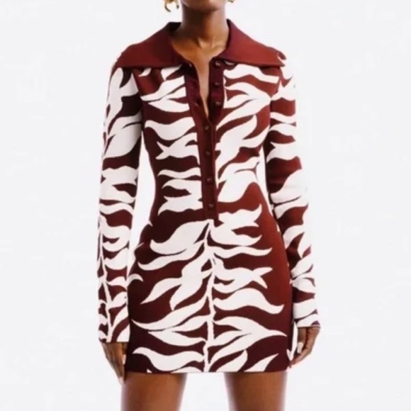 Hanifa Soraya Mini Dress - Plum & White - Picture 1 of 4